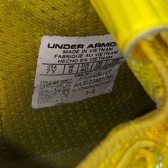 Under Armour Curry TB 8 Flow Smooth Butter Yellow White Men's Shoe 7y Euro 40 - Picture 8 of 8